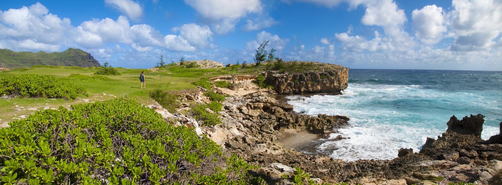 Hiking trail on Kauaʻi's South Shore with ocean views