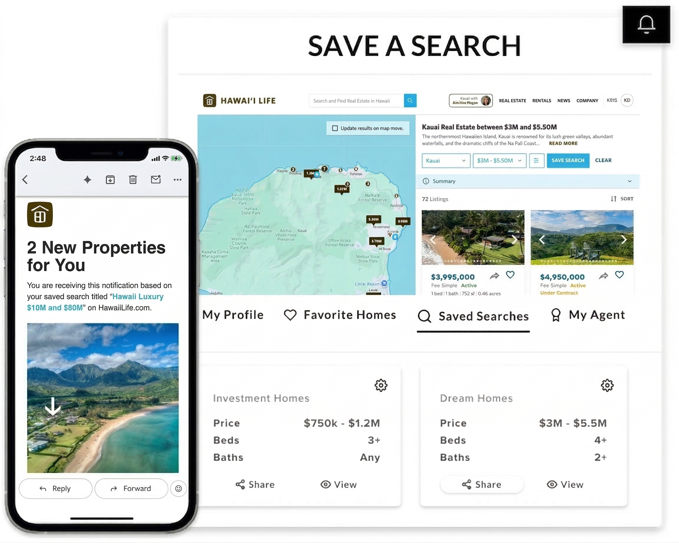 Get instant listing alerts when new homes hit the market